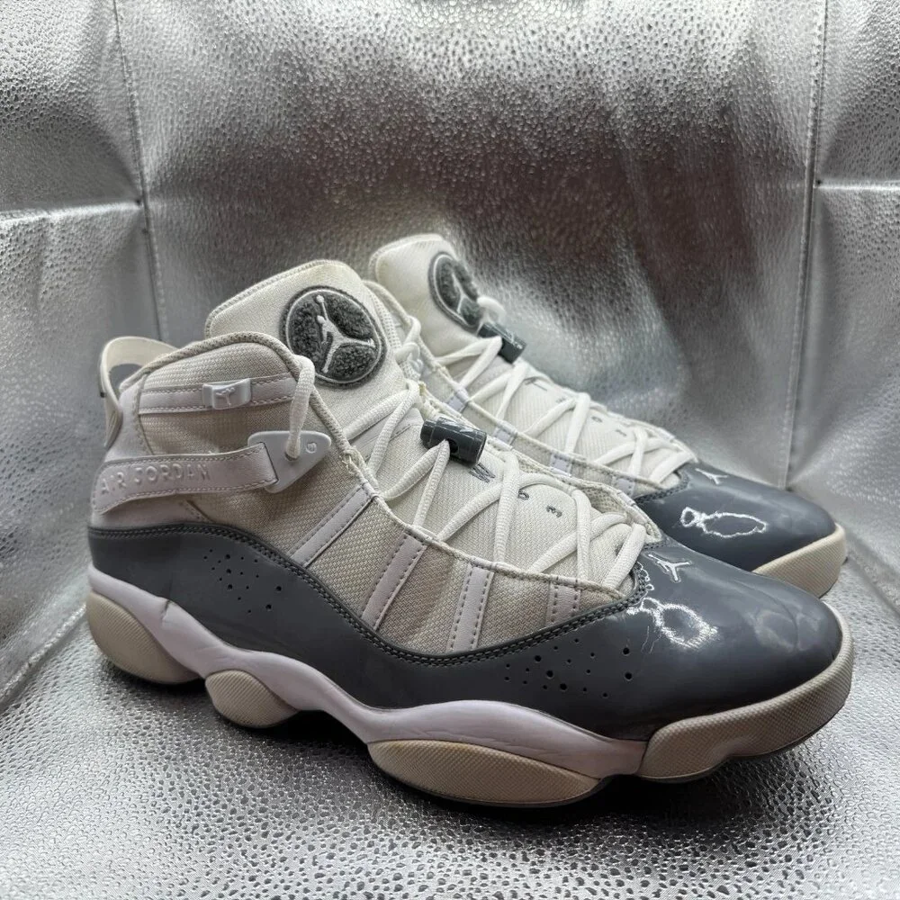 Size‎ 12 Nike Air Jordan 6 Rings Cool Gray White Mens Patent Leather 322992-121